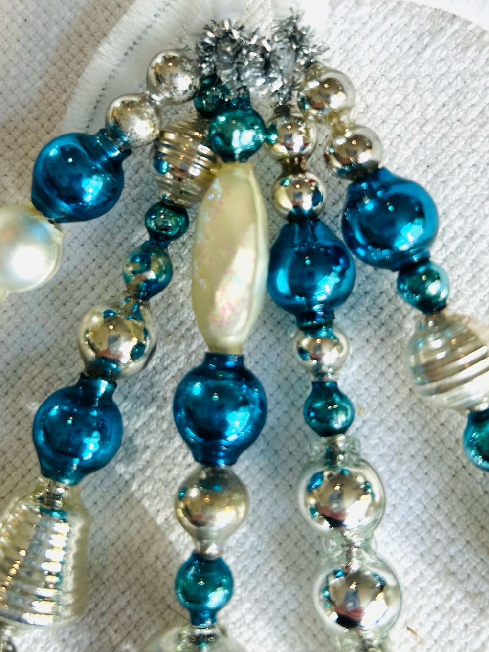 Mini Vintage Repurposed  holiday Christmas ornaments, mercury Glass bead icicle - Picture 4 of 5